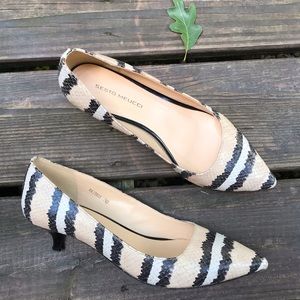 Sesto Meucci “Beitris” Leather Kitten Heel Snake Print | Size 7.5